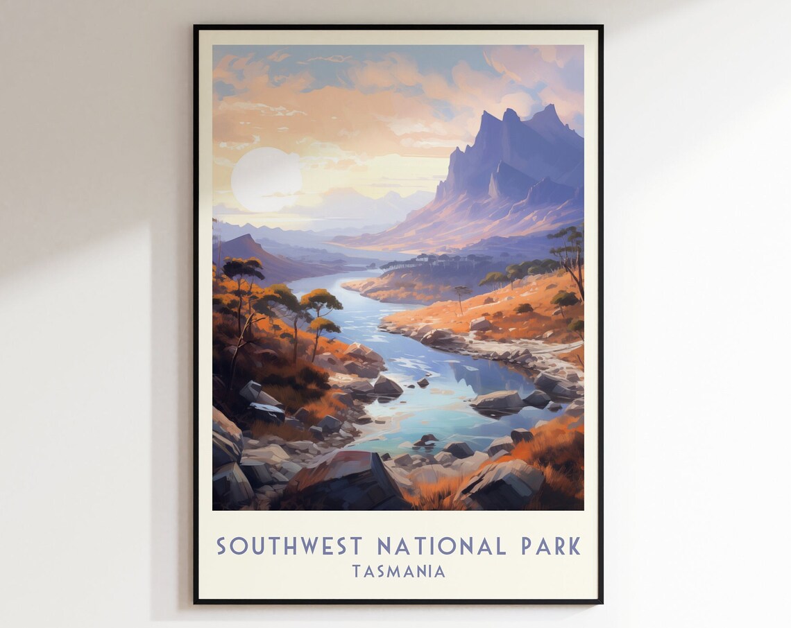 Southwest National Park Tasmania Wilderness River Travel Poster