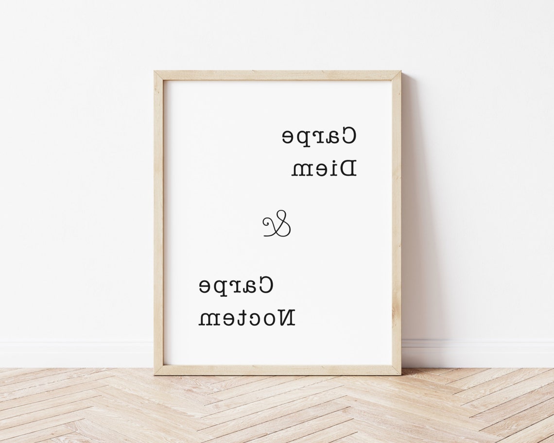 Carpe Diem Carpe Noctem Minimalist Latin Quote Mirror Reflection Print