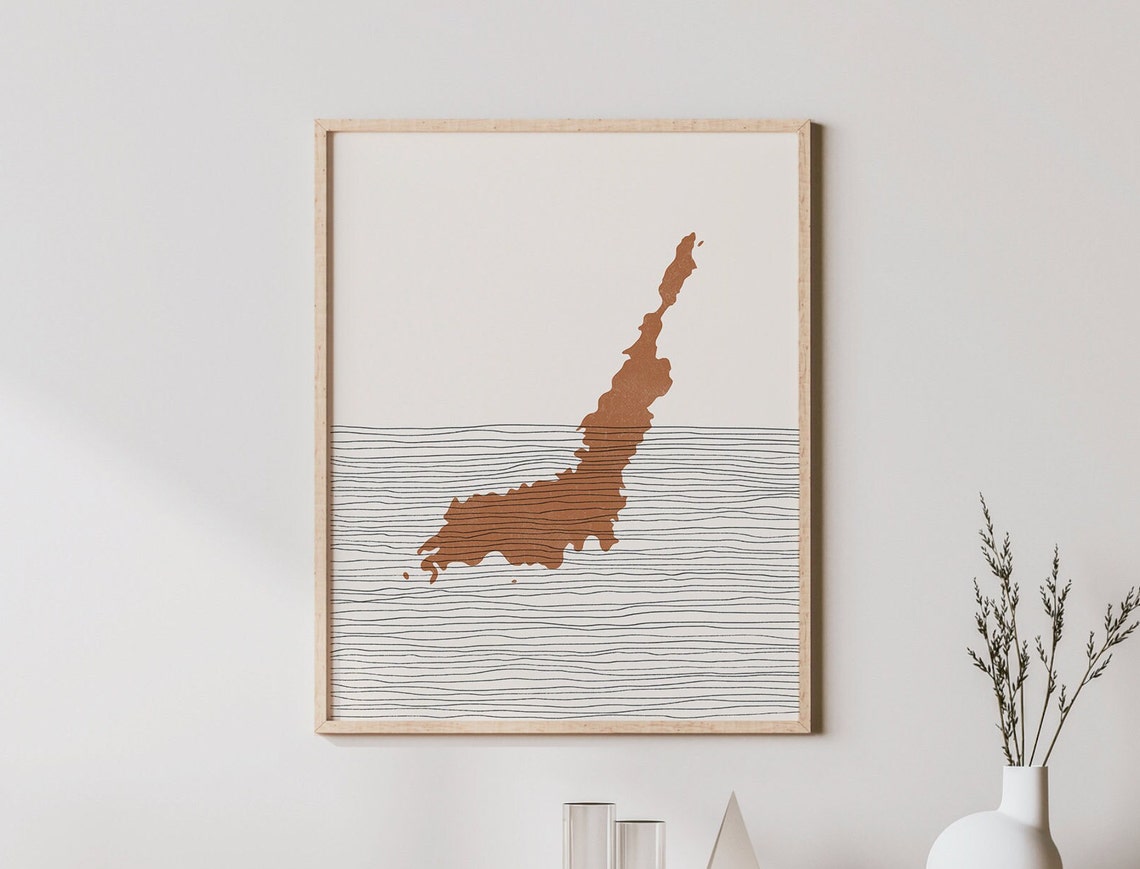 Lembeh Strait Island Map Silhouette Minimalist Boho Travel Poster