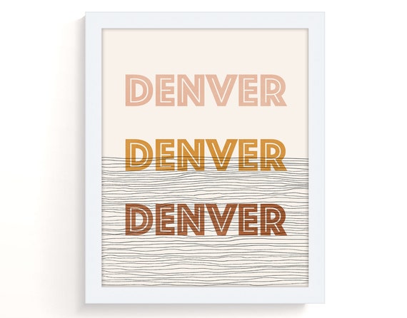 Denver Colorado Boho Travel Poster, Mid-Century Modern