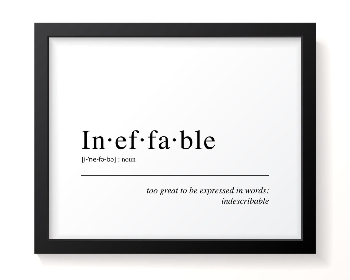 Ineffable Definition Typographic Word Art Dictionary Quote Poster