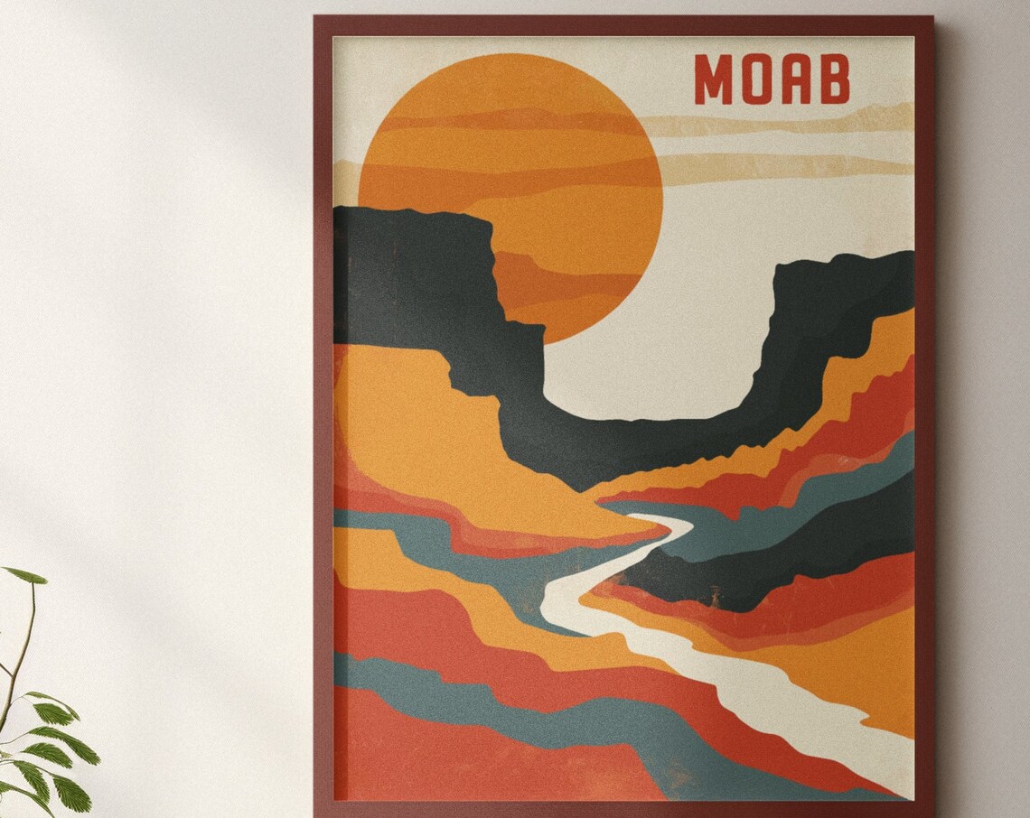 Moab Red Rock Canyon Abstract Desert Serigraph Travel Poster