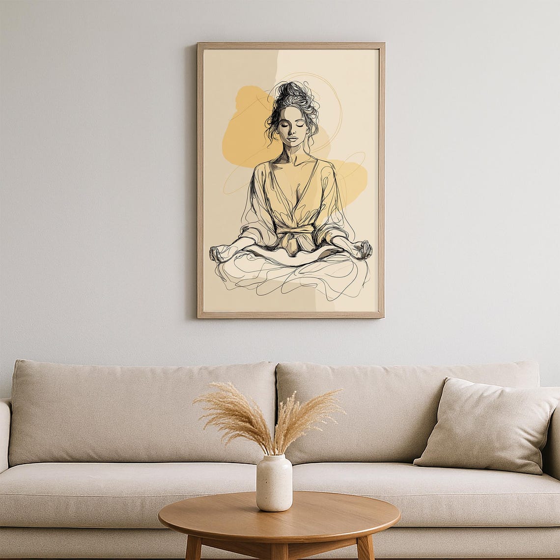 Minimalist Line Art Woman Meditating, Zen Art Print - Image 2