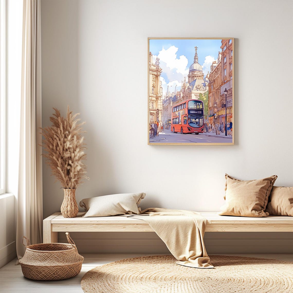 London Red Double Decker Bus Passing St Pauls Cathedral Poster - Image 3