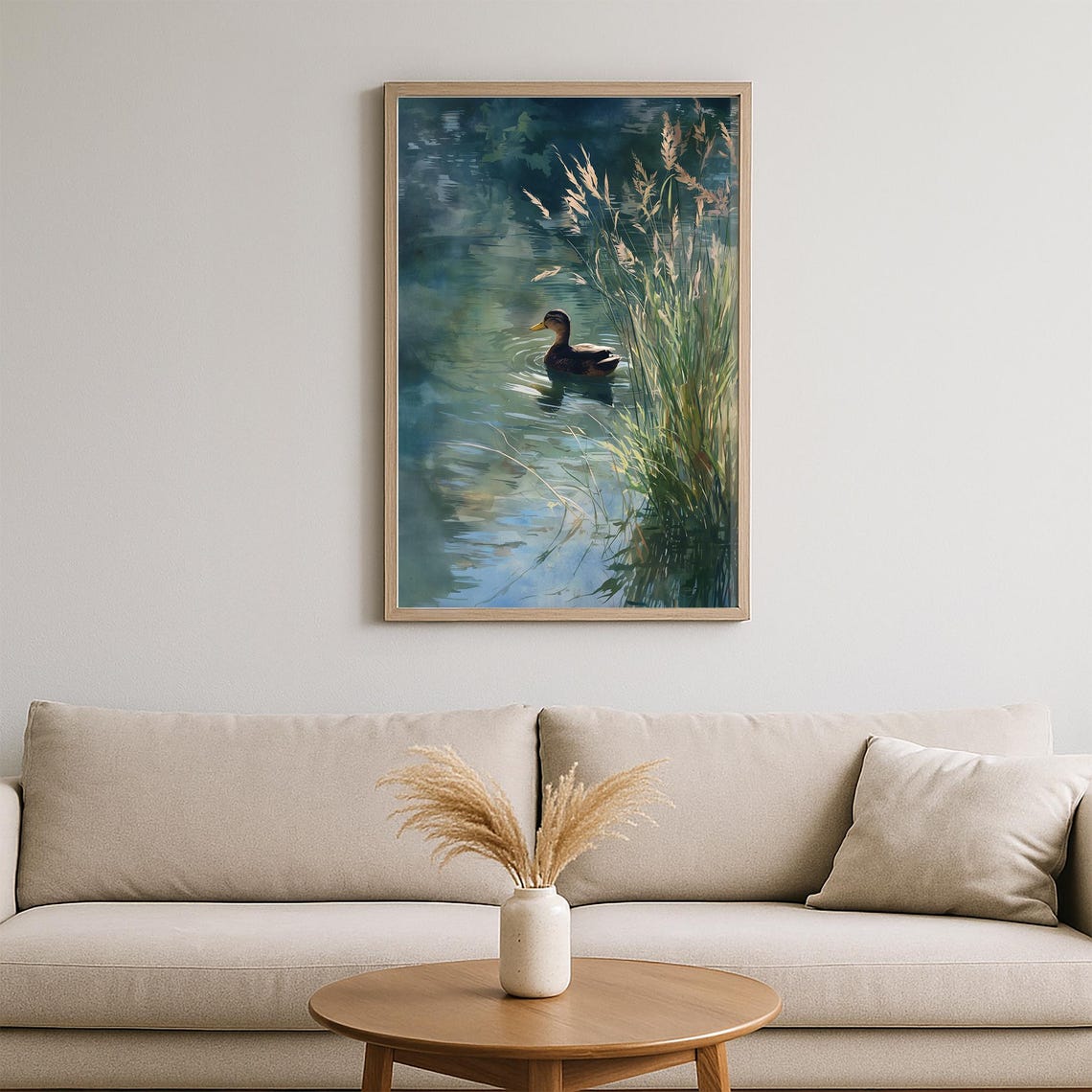 Peaceful Duck on a Serene Lake Realistic Watercolor Bird Poster - Image 2