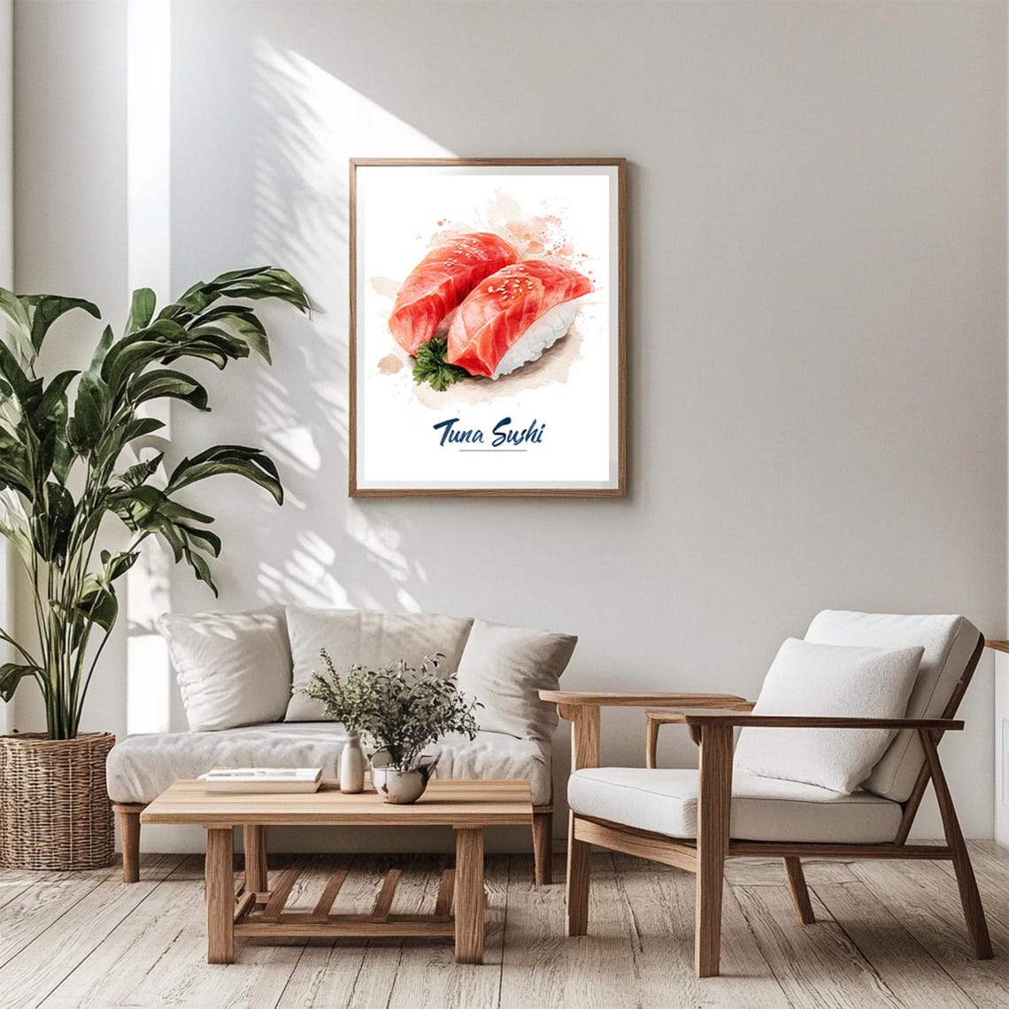 Tuna Sushi Nigiri Pieces Watercolor Japanese Kitchen Wall Art - Image 5