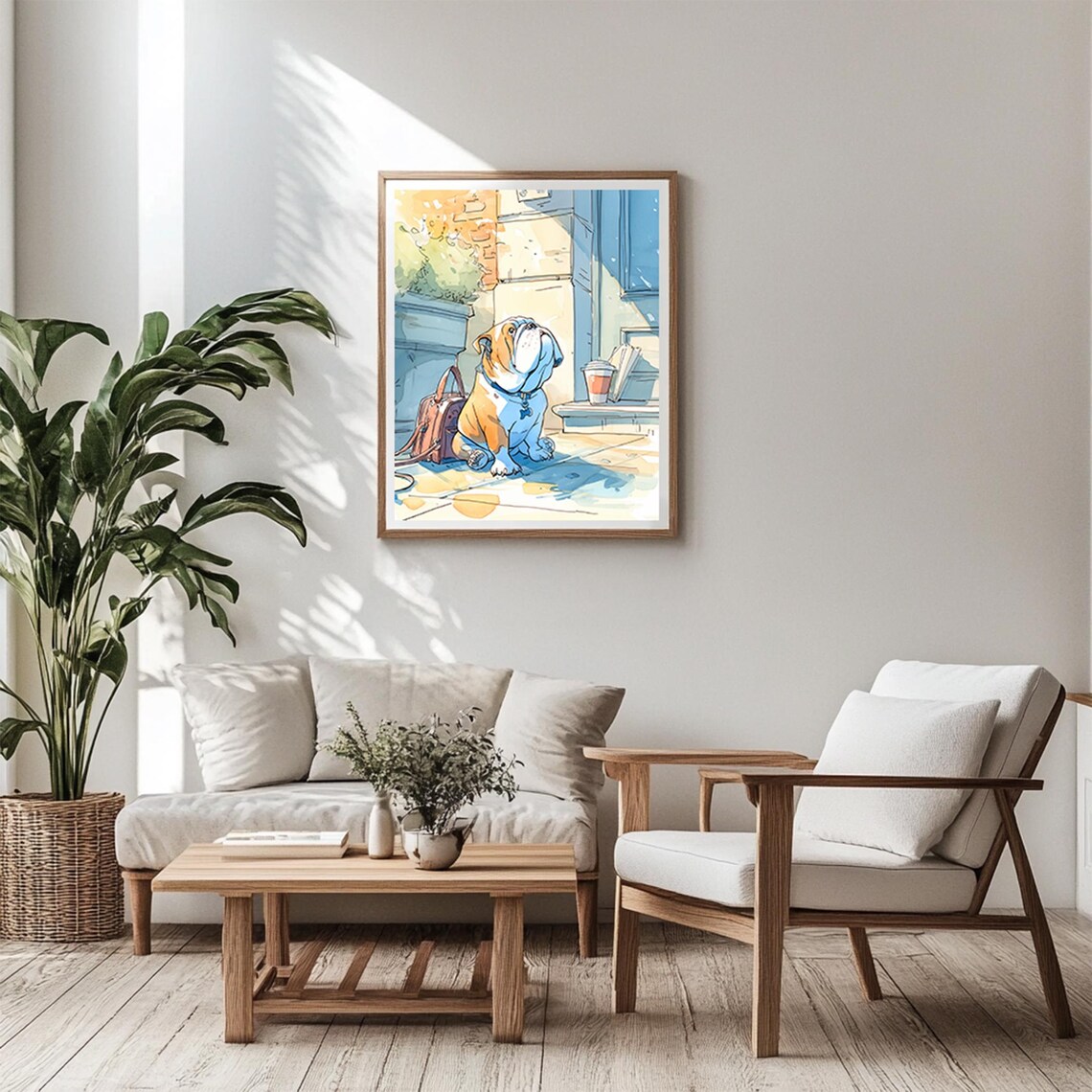 English Bulldog Watercolor Cafe Doorway Cute Dog Scene Poster - Image 6