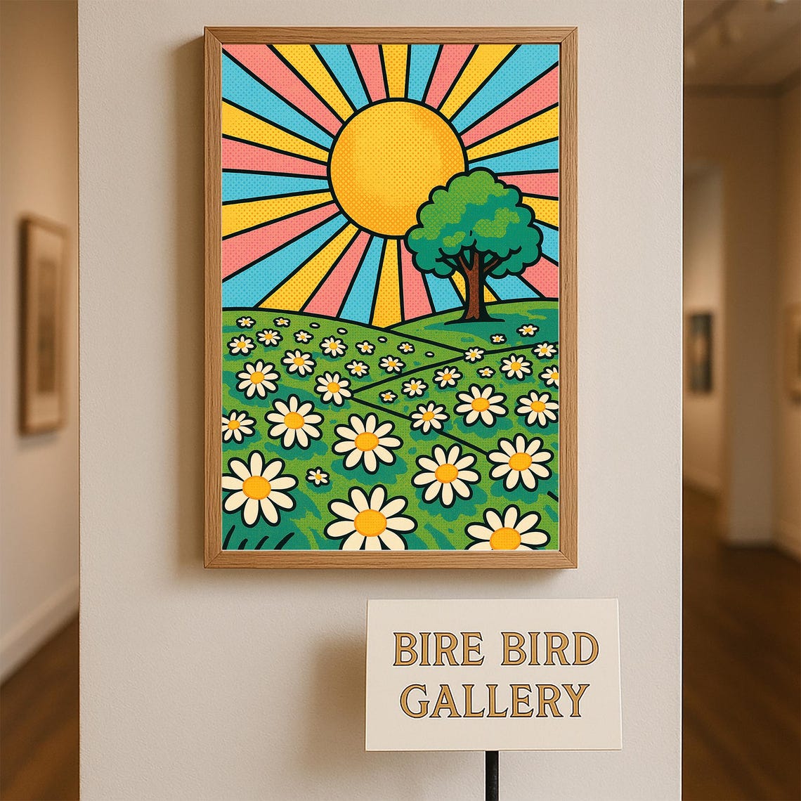 Pop Art Sun Daisy Meadow Retro Colorful Sunshine Bold Wall Art