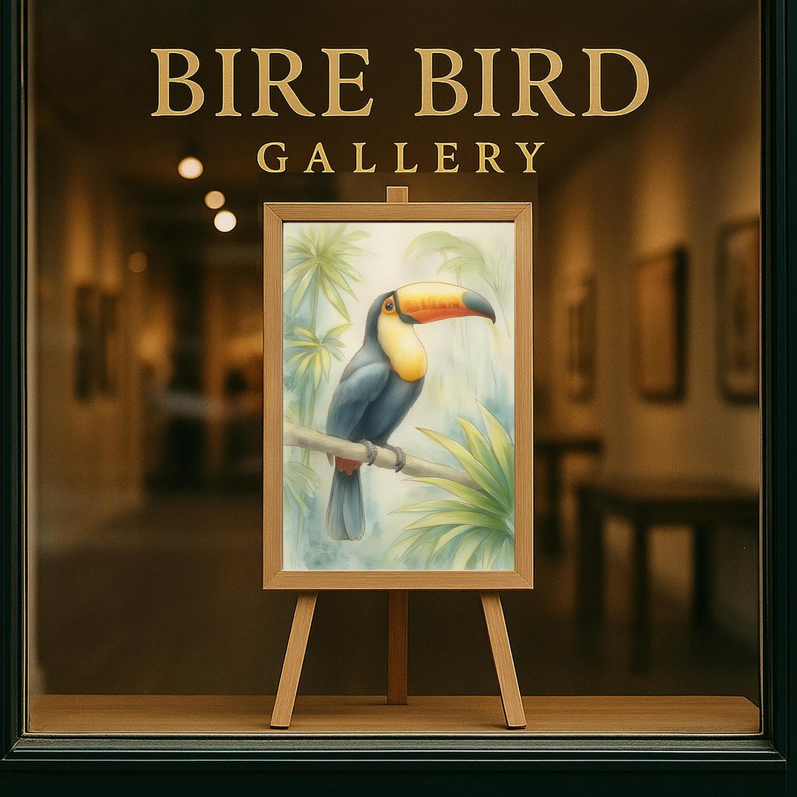 Tropical Toucan Watercolor Jungle Bird Perched Branch Poster - Image 5