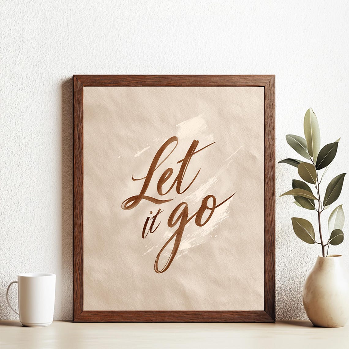Let It Go Quote Minimalist Wall Art Brush Script Inspirational Poster Self Love Affirmation