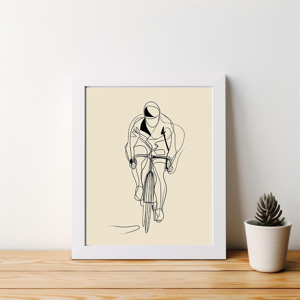 Minimalist Bicycle Line Art Cycling Race Sports Wall Decor Print - Image 2