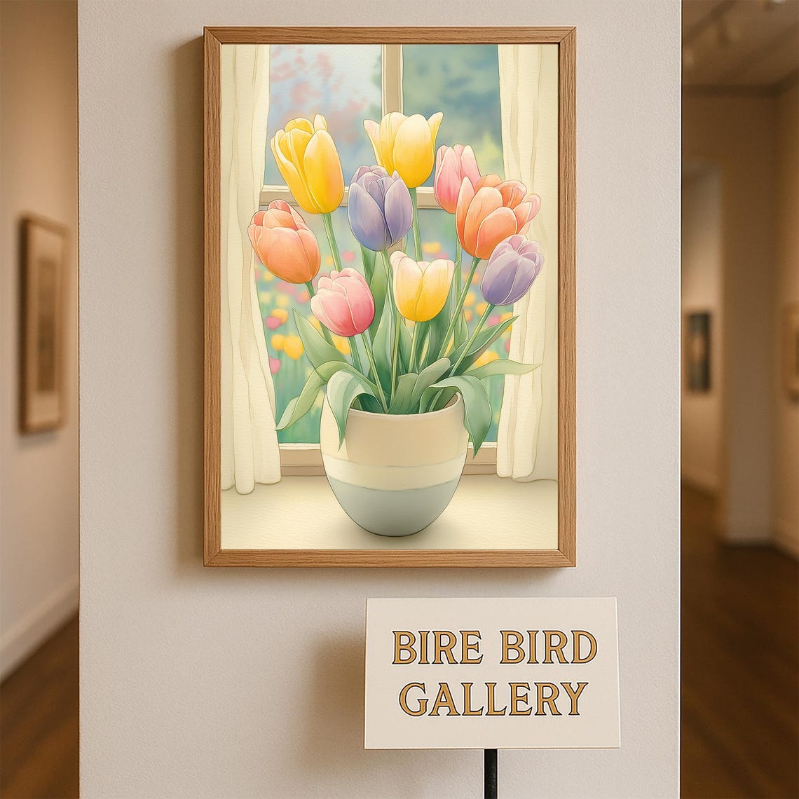 Pastel Tulips Bouquet In Ceramic Pot By Sunny Window Floral Poster - Image 4