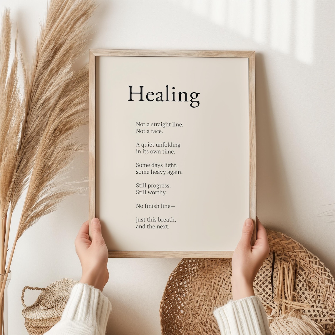 Healing Definition Print, Minimalist Neutral Quote Art