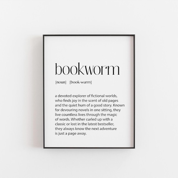 Bookworm Definition Print Funny Gift For Book Lovers Wall Decor