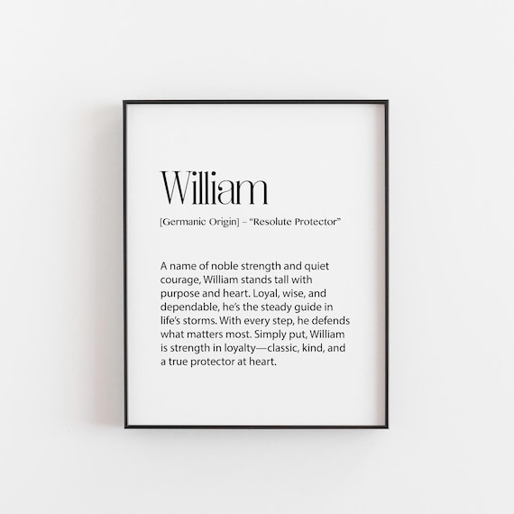 William Name Meaning Resolute Protector Personalized Name Art Poster