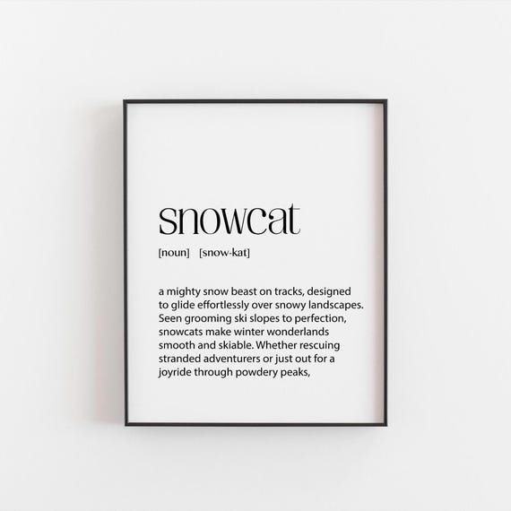 Snowcat Definition Print, Ski Lodge Wall Art