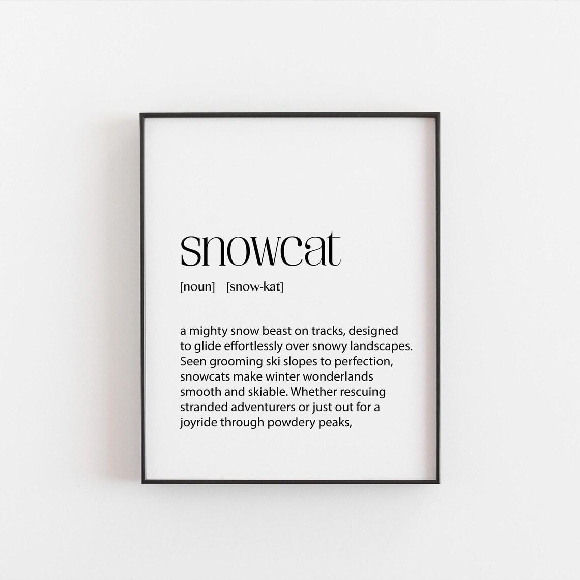 Snowcat Definition Print, Ski Lodge Wall Art