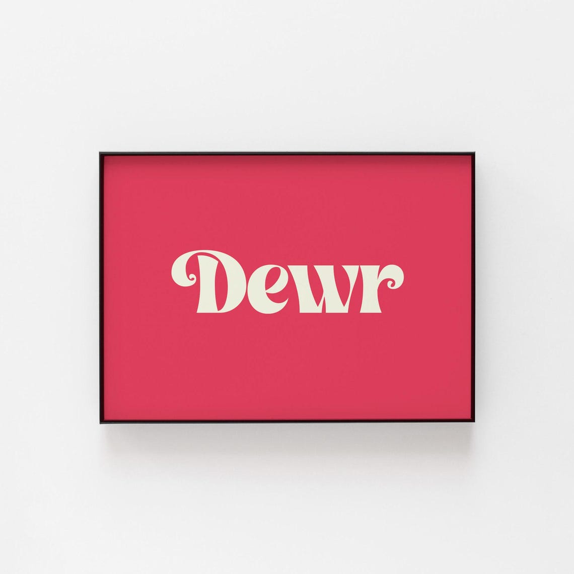Dewr Welsh Word Retro Red Background Typography Wall Decor Poster