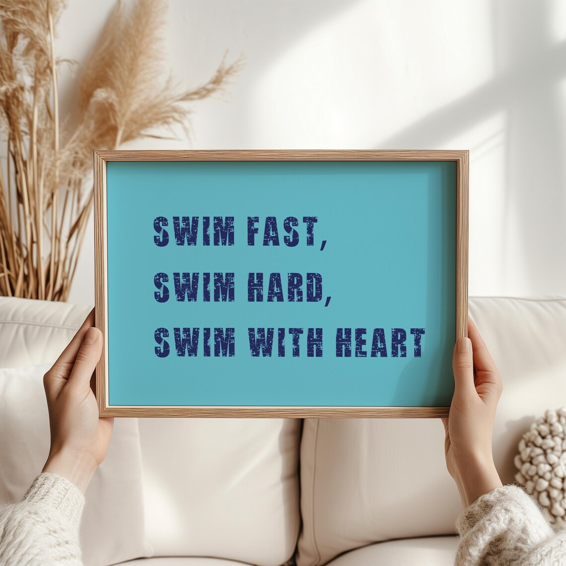 Swim Fast Swim Hard Swim With Heart Motivational Swim Poster