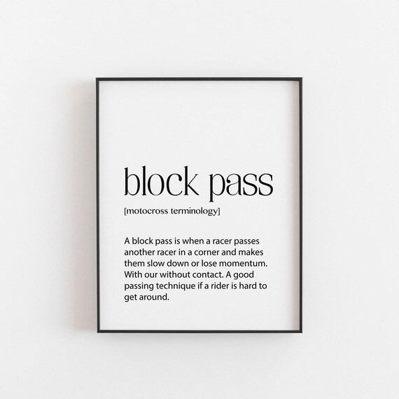 Block Pass Motocross Terminology Dictionary Definition Art Poster