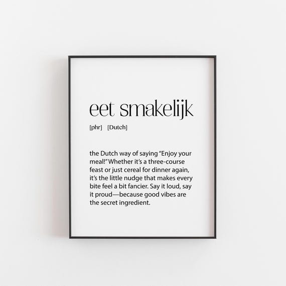 Eet Smakelijk Dutch Dining Phrase Art Print