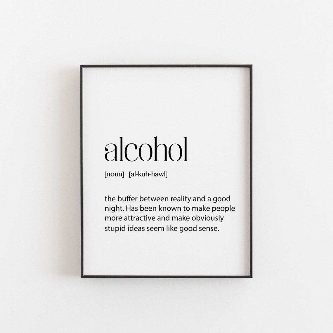 Alcohol Definition Print Wall Art Gallery Ideas For Kitchen Dining Room Or A Bar Area Modern Minimalist Drinking Gifts