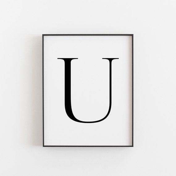 Modern U Letter Print, Scandinavian Typography Poster