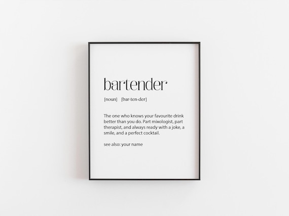 Personalized Bartender Definition Print, Funny Bar Decor
