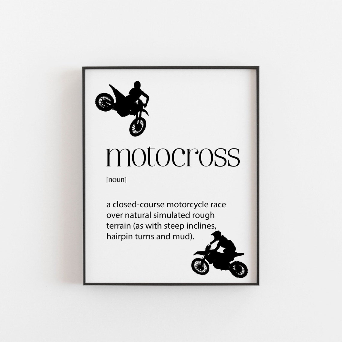 Motocross Definition Noun Dictionary Rider Silhouette Wall Poster