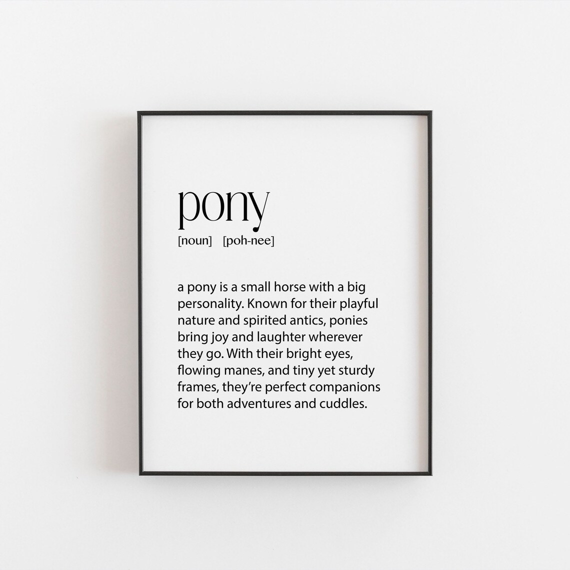 Pony Art Definition Print, Farmhouse Home Decor
