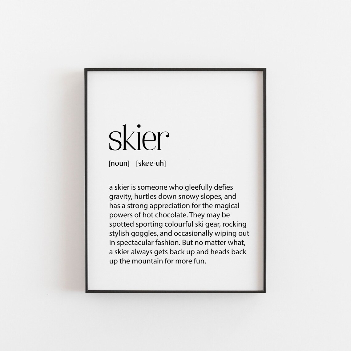Definition Of A Skier Art Print, Modern Ski Decor