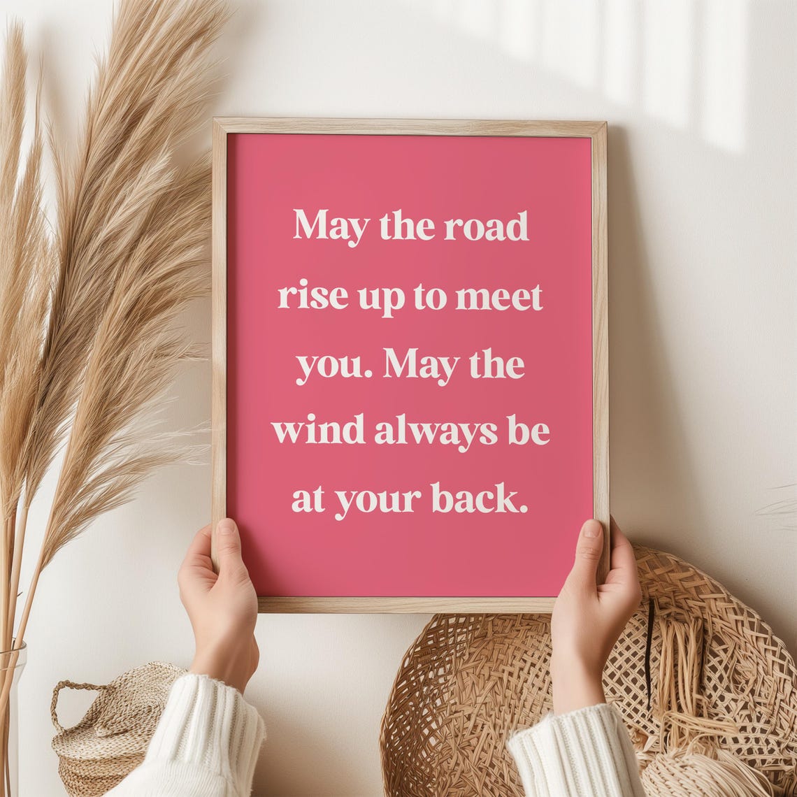 Irish Blessing May The Road Rise Up To Meet You Pink Typography Poster