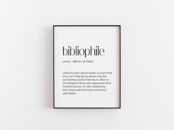 Bibliophile Definition Dictionary Art Poster Gift for Book Lovers