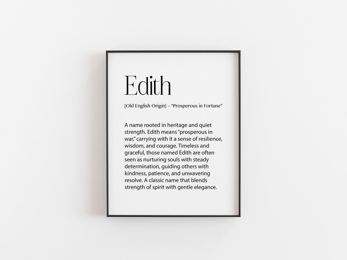 Edith Name Meaning Personalised Art Print, Minimalist