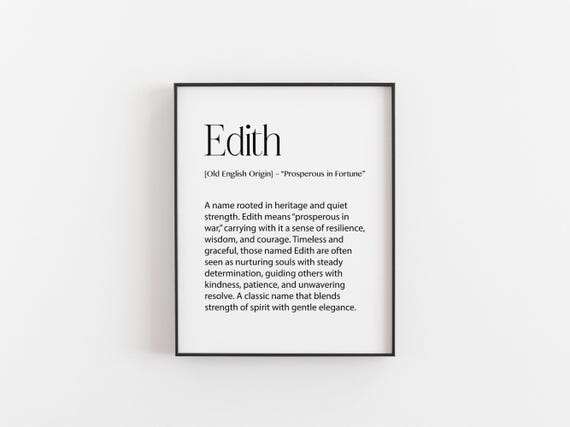 Edith Name Meaning Personalised Art Print, Minimalist
