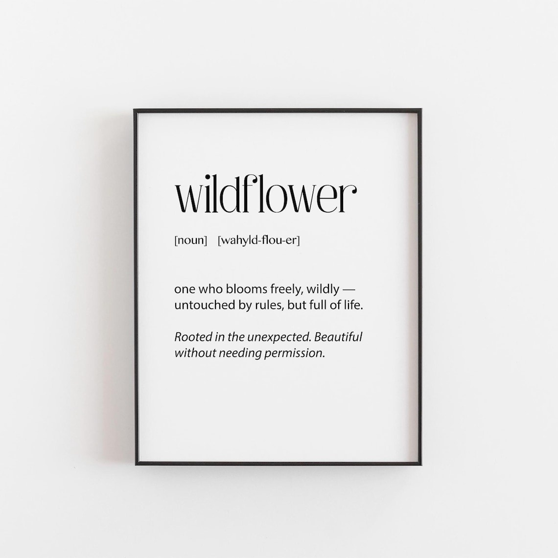 Wildflower Definition Meaning Free Spirit Boho Quote Art Poster