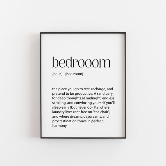 Bedroom Definition Print Sarcastic Home Gift Present Dcor Art Funny