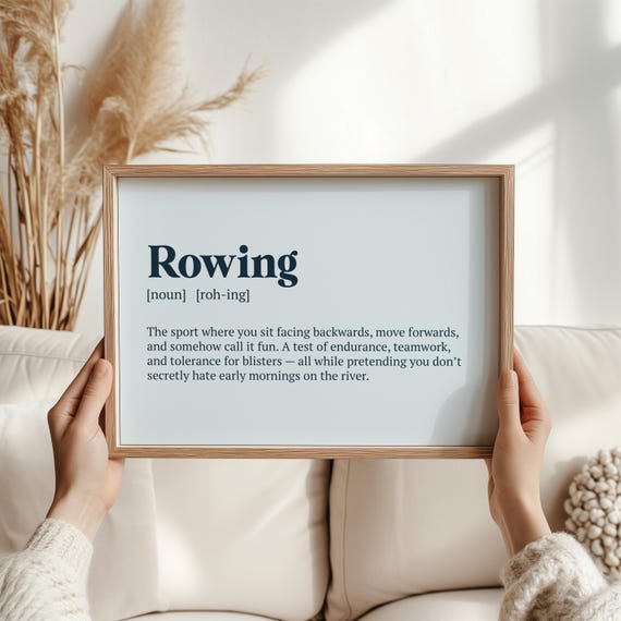 Rowing Definition Print Funny Wall Art Rower Gift Crew Coach Present Minimalist Typography Poster Club Decor
