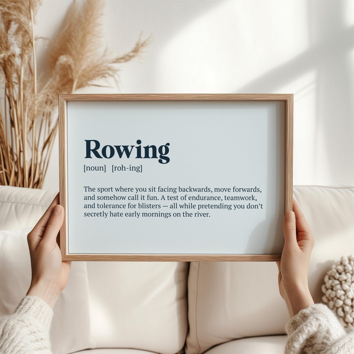Rowing Definition Print Funny Wall Art Rower Gift Crew Coach Present Minimalist Typography Poster Club Decor