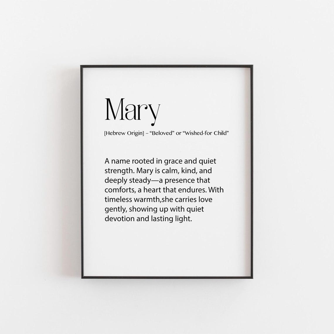 Mary Name Meaning Print Personalized Nursery Gift Hebrew Origin