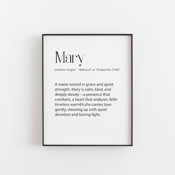 Mary Name Meaning Print Personalized Nursery Gift Hebrew Origin