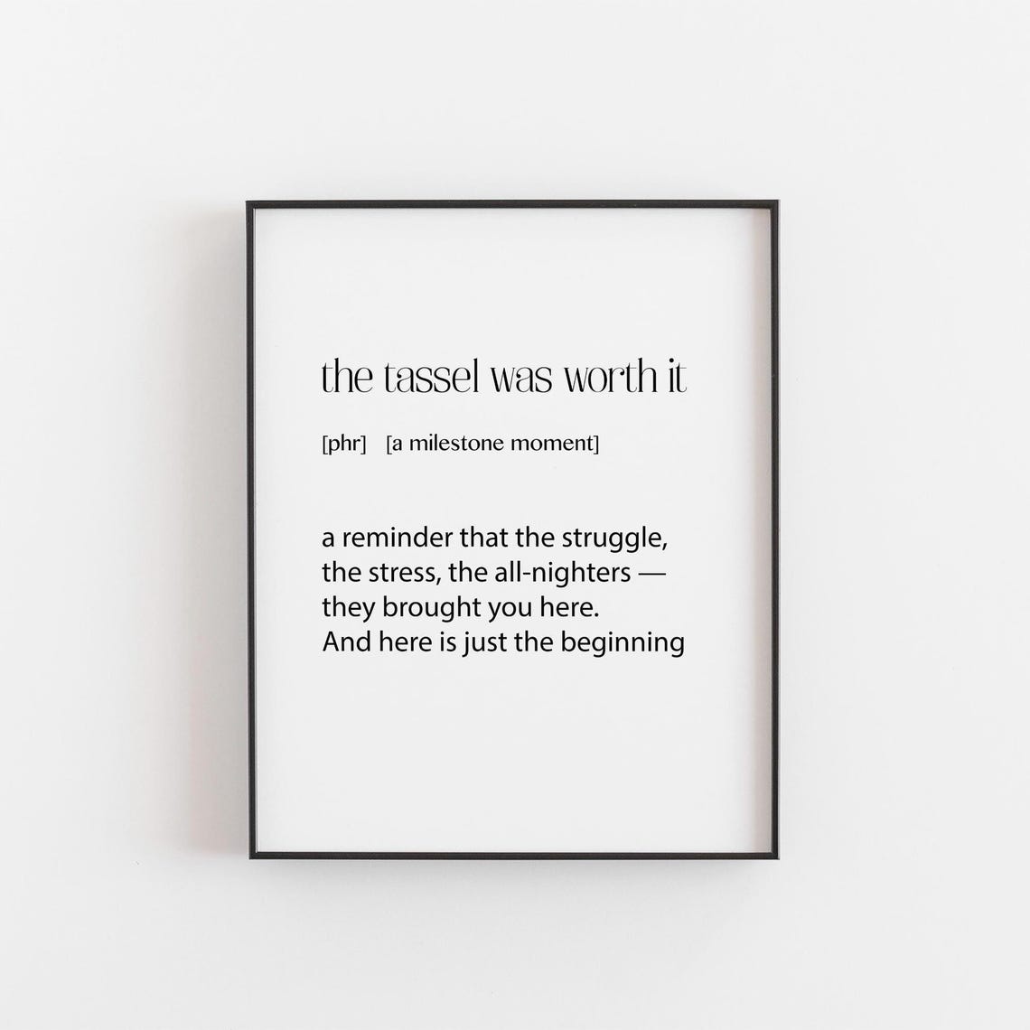 The Tassel Was Worth It Graduation Quote Milestone Moment Gift Poster