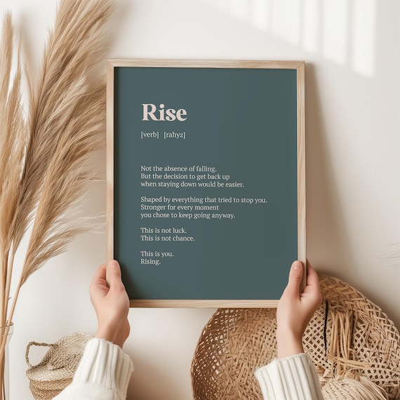 Rise Definition Motivational Resilience Quote Dark Teal Typography Poster
