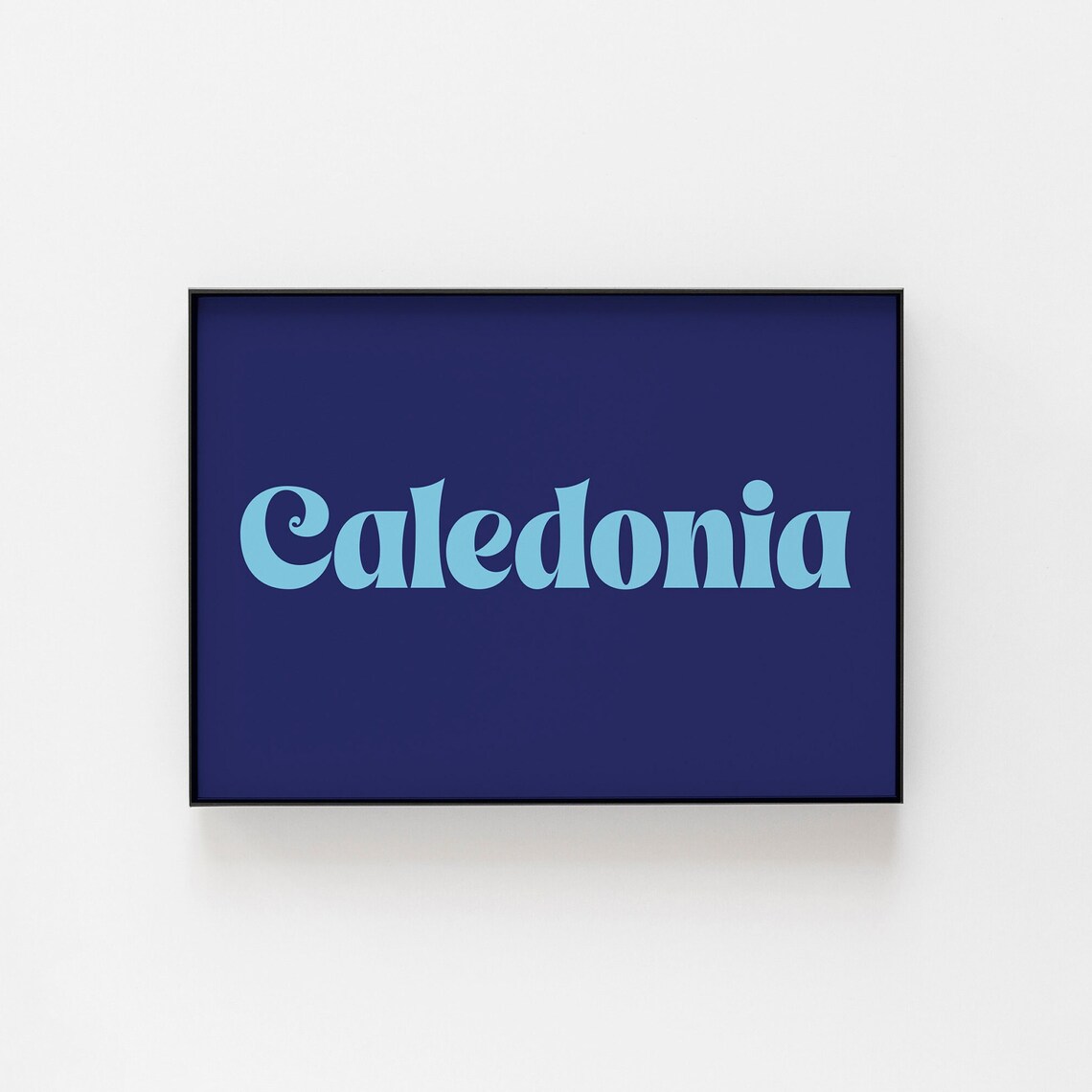 Caledonia Scotland Retro Navy Blue Typography Word Art Poster