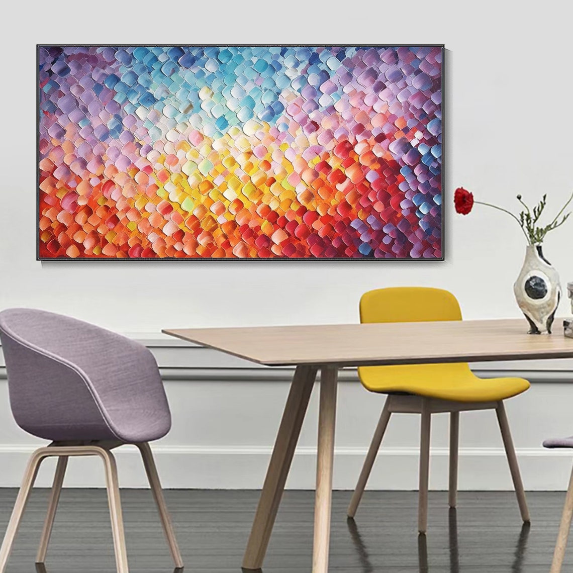 Original Hand Abstract Graffiti Art Colorful Thick Paint Texture Wall Art Geometric Pattern Creative Art Decor Unique Gift - Image 2