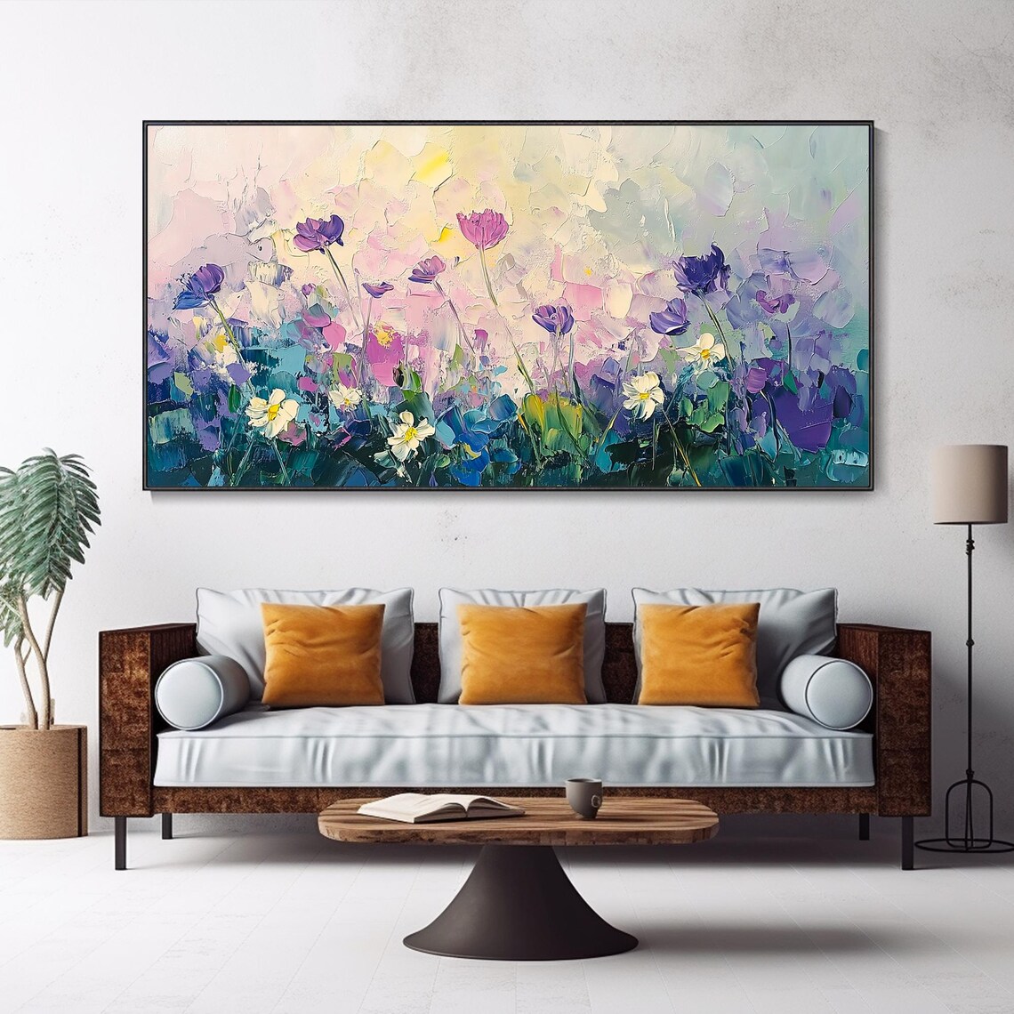 Purple Wildflower Meadow Pastel Dreamy Floral Garden Art Poster - Image 4