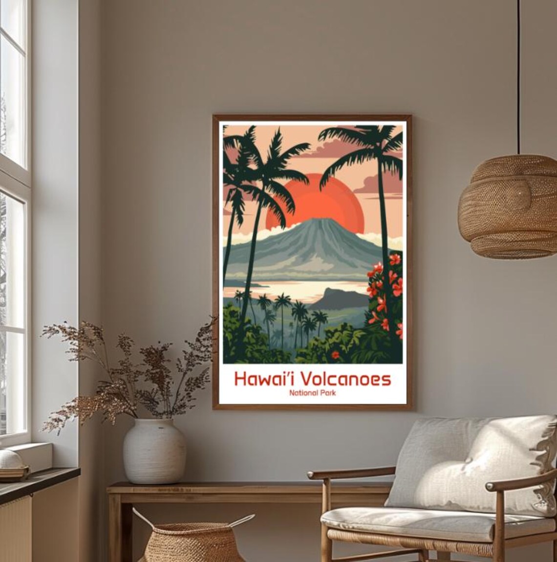 Hawaii Volcanoes National Park Big Island Sunset Palm Trees Poster - Image 4