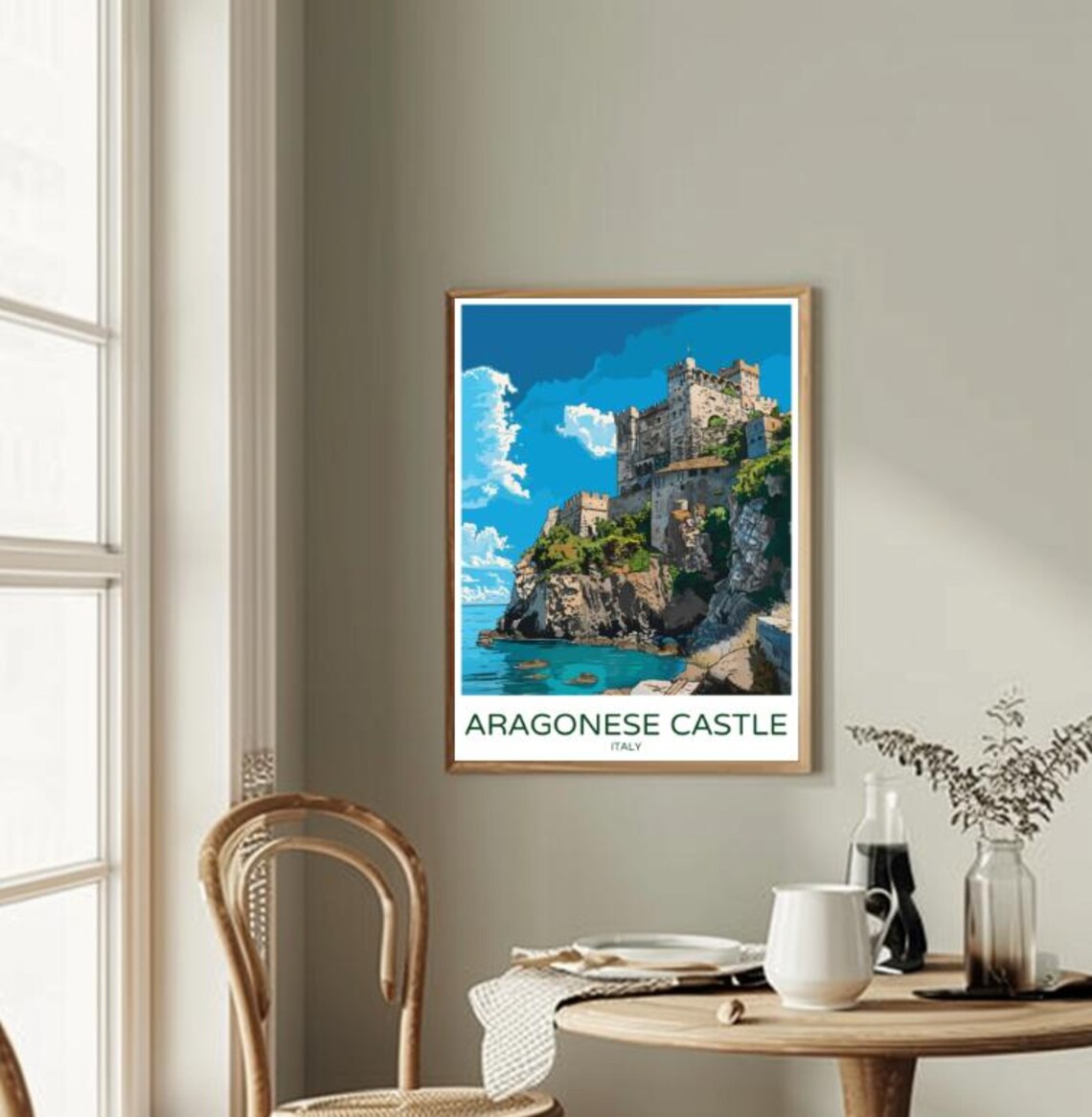 Aragonese Castle Italy Seaside Cliff Fortress Coastal View Poster - Image 2