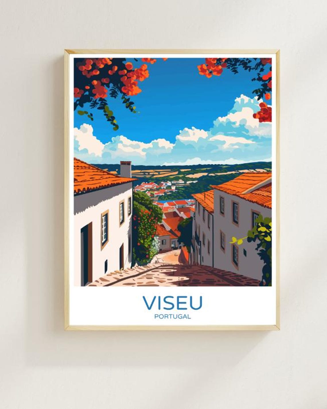 Viseu Portugal Travel Poster Charming Wall Art Of Historic Town Center Viseu Print Portuguese Decor Cultural Artwork