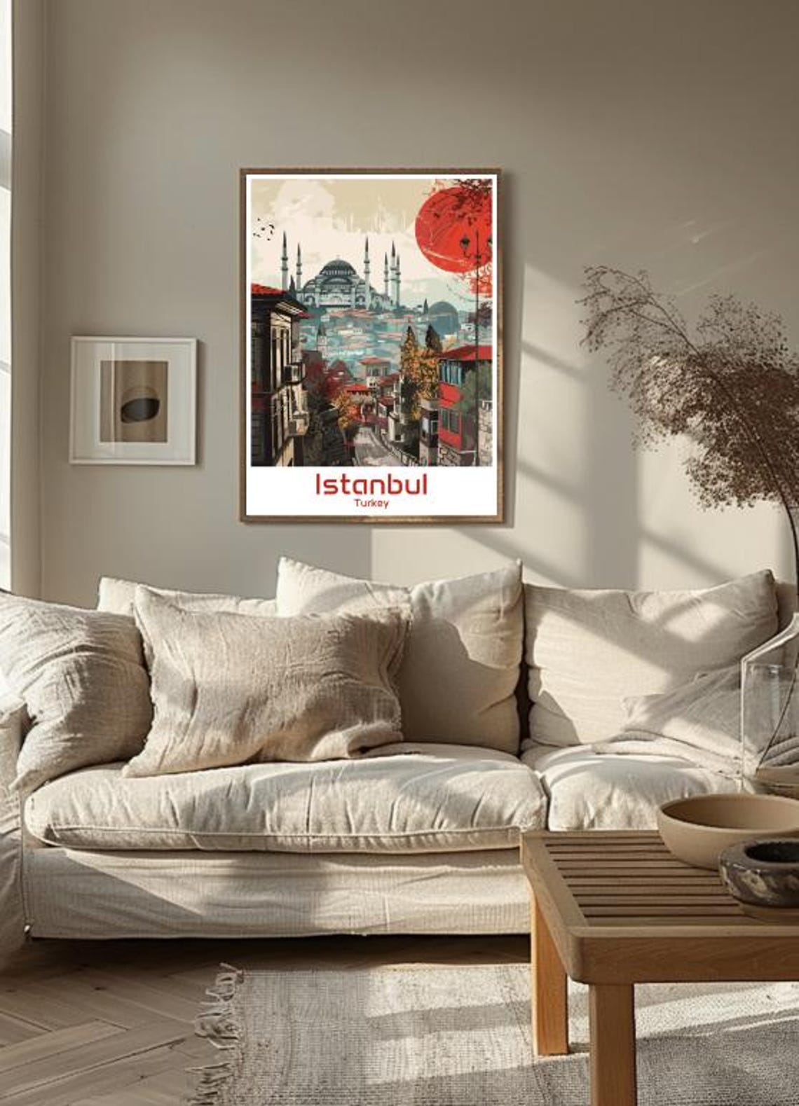 Istanbul Turkey Blue Mosque Old Town Red Sun Vintage Travel Poster - Image 3